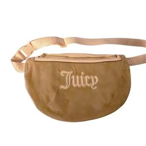 Juicy Couture Tan Velour Waist Bag‎ Fanny Pack Logo Embroidery Vintage Y2K